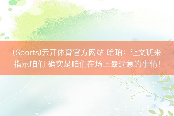 (Sports)云开体育官方网站 哈珀：让文班来指示咱们 确实是咱们在场上最遑急的事情！