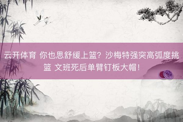 云开体育 你也思舒缓上篮？沙梅特强突高弧度挑篮 文班死后单臂钉板大帽！