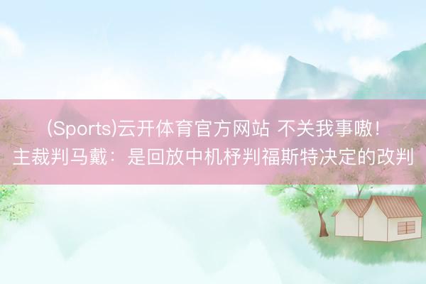 (Sports)云开体育官方网站 不关我事嗷！主裁判马戴：是回放中机杼判福斯特决定的改判