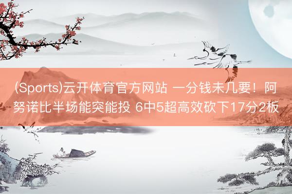 (Sports)云开体育官方网站 一分钱未几要!阿努诺比半场能突能投 6中5超高效砍下17分2板