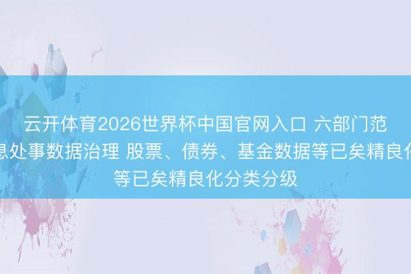 云开体育2026世界杯中国官网入口 六部门范例金融信息处事数据治理 股票、债券、基金数据等已矣精良化分类分级