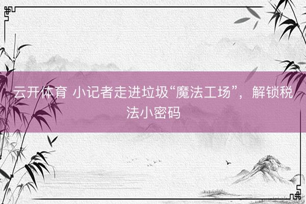 云开体育 小记者走进垃圾“魔法工场”，解锁税法小密码
