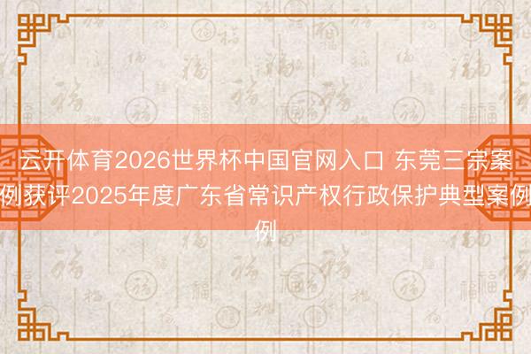 云开体育2026世界杯中国官网入口 东莞三宗案例获评2025年度广东省常识产权行政保护典型案例